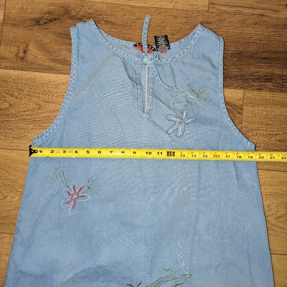 Vintage Embroidered Jean Denim Dress & Button Up Top 2 Piece Set Outfit Large - Picture 13 of 13